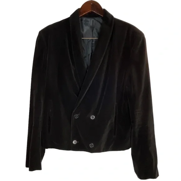 L’Avion Double Breasted Velvet Waist Jacket, Black |L - Picture 3 of 15